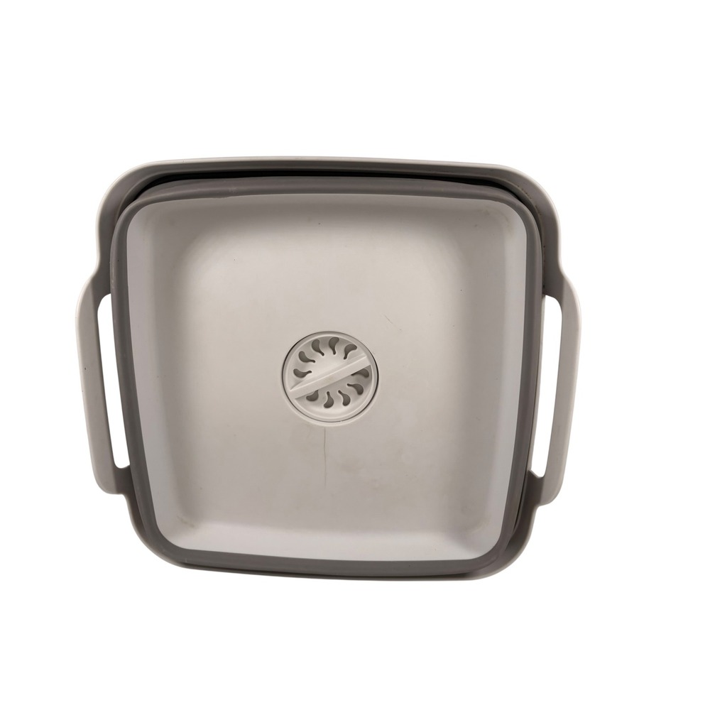 Unbranded Collapsible Dish Tub Basin with Drain Plug White Gray Excellent Square